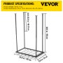 VEVOR - Estante para copas de vino de techo, 60 x 35 cm, altura ajustable de 48 a 90 cm, color negro, ideal para bar, cafetería y cocina.