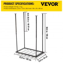 VEVOR Ceiling Wine Glass Rack, 23.6 x 13.8 inch Hanging Wine Glass Rack, 18.9-35.8 inch Height Adjustable Hanging Wine Rack Cabinet, Black Wall-Mounted Wine Glass Rack Perfect for Bar Cafe Kitchen
