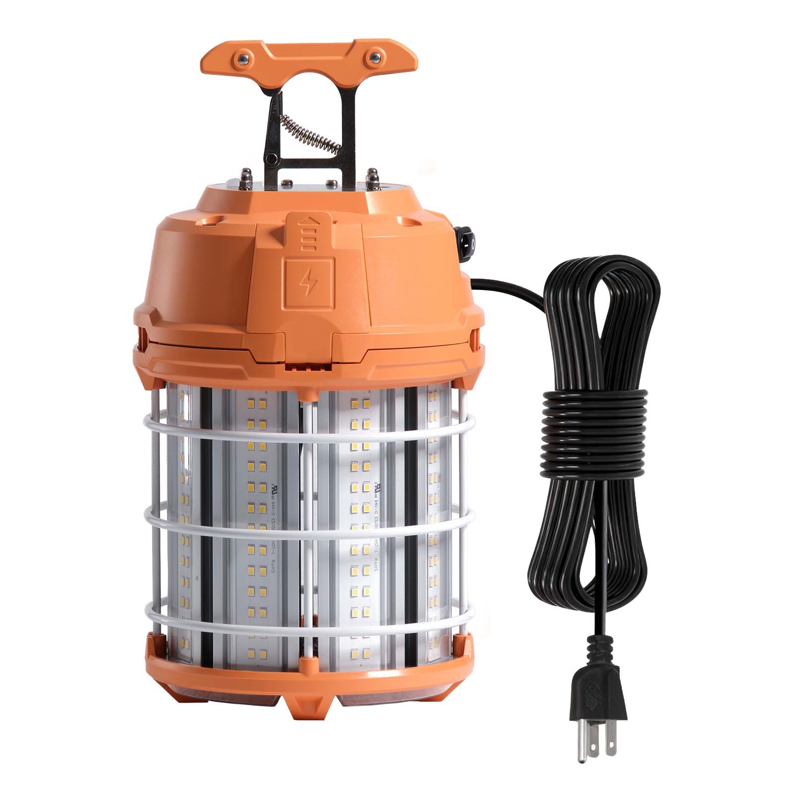 VEVOR LED Temporary Work Light, 100W, 14400 lm, 5000K Durable & Water-Resistant, Linkable up to 8 Units, Ceiling or Stand Job Site Illumination for Construction Sites, Workshops, Indoor & Outdoor Use
