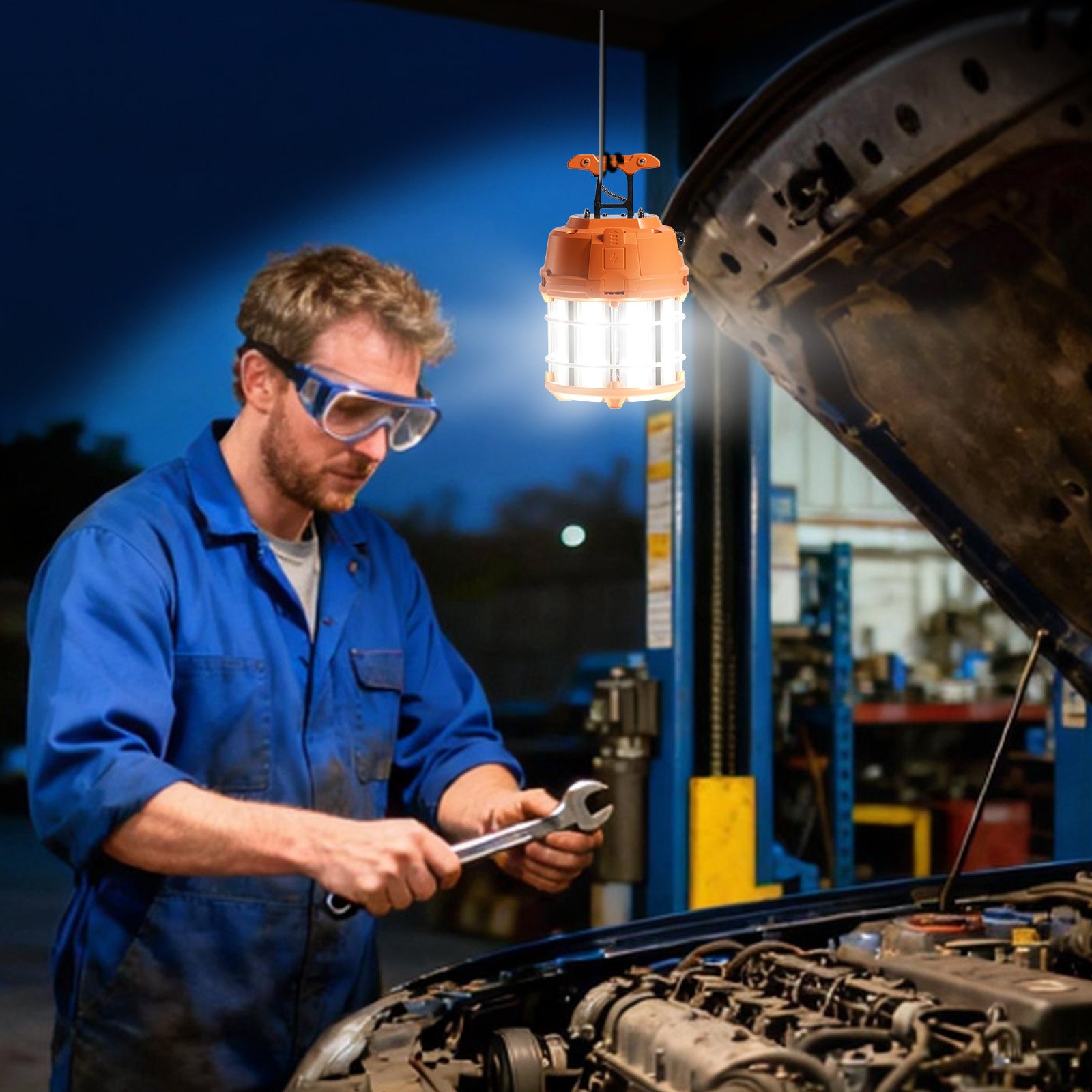 VEVOR LED Temporary Work Light, 60W, 8200 lm, 5000K Durable & Water-Resistant, Linkable up to 12 Units, Ceiling or Stand Job Site Illumination for Construction Sites, Workshops, Indoor & Outdoor Use