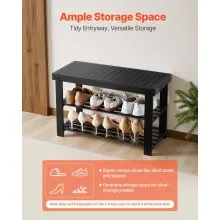 3 Tier Shoe Rack Bench 27.6 x 11.3 x 17.8 Inch Wood Shoe Storage Entryway Bench