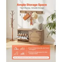 Entryway Shoe Storage Bench 38.9x9.4x19.7 Inch Rattan-Like Rack with Flip Drawer