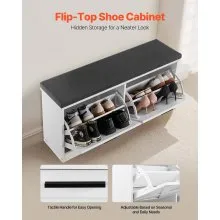 Shoe Rack Bench with Cushioned Seat & Flip Drawers 39.4 x 12.0 x 18.7 Inch