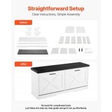 Shoe Rack Bench with Cushioned Seat & Flip Drawers 39.4 x 12.0 x 18.7 Inch