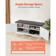 Shoe Bench 39.4x14x18.1 Inch Shoe Rack with Seat Cushion & Adjustable Shelf