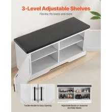 Shoe Bench 39.4x14x18.1 Inch Shoe Rack with Seat Cushion & Adjustable Shelf