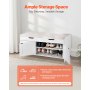 VEVOR Shoe Bench, 1050 x 350 x 503 mm Entryway Bench with Lift Top Storage and Seat Cushion, 250lbs Shoe Storage Rack with 3 Cabinets and Height Adjustable Shelf, for Bedroom, Hallway, White + Black