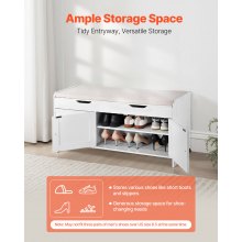 Shoe Bench with Cushion and Adjustable Shelf 41.3x13.8x19.8 Inch 3 Compartments