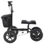 black VEVOR knee scooter with large wheels, ergonomic knee pad, and attached storage bag.