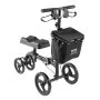 VEVOR Folding Knee Scooter, Carbon Steel Steerable Knee Walker with Height-Adjustable Handlebar & Knee Pad, All-Terrain Solid Wheels, Dual Brakes, Leg Recovery Scooter for Broken Ankle Foot Injuries