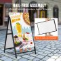 VEVOR A Frame chodníková tabuľa, 24 x 36 palcový Heavy Duty zasúvateľný držiak vývesnej tabule, obojstranná skladacia sendvičová tabuľa, oceľový plagát na chodník pre vonkajšiu pouličnú reklamu (iba rám)