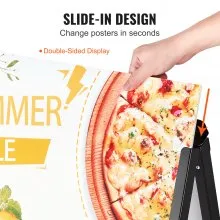VEVOR A Frame Sidewalk Sign, 24x36 Inch Heavy Duty Slide-in Signboard Holder, Double-Sided Folding Sandwich Board Signs, Steel Pavement Sign Poster for Outdoor Business Street Advertising (Frame only)