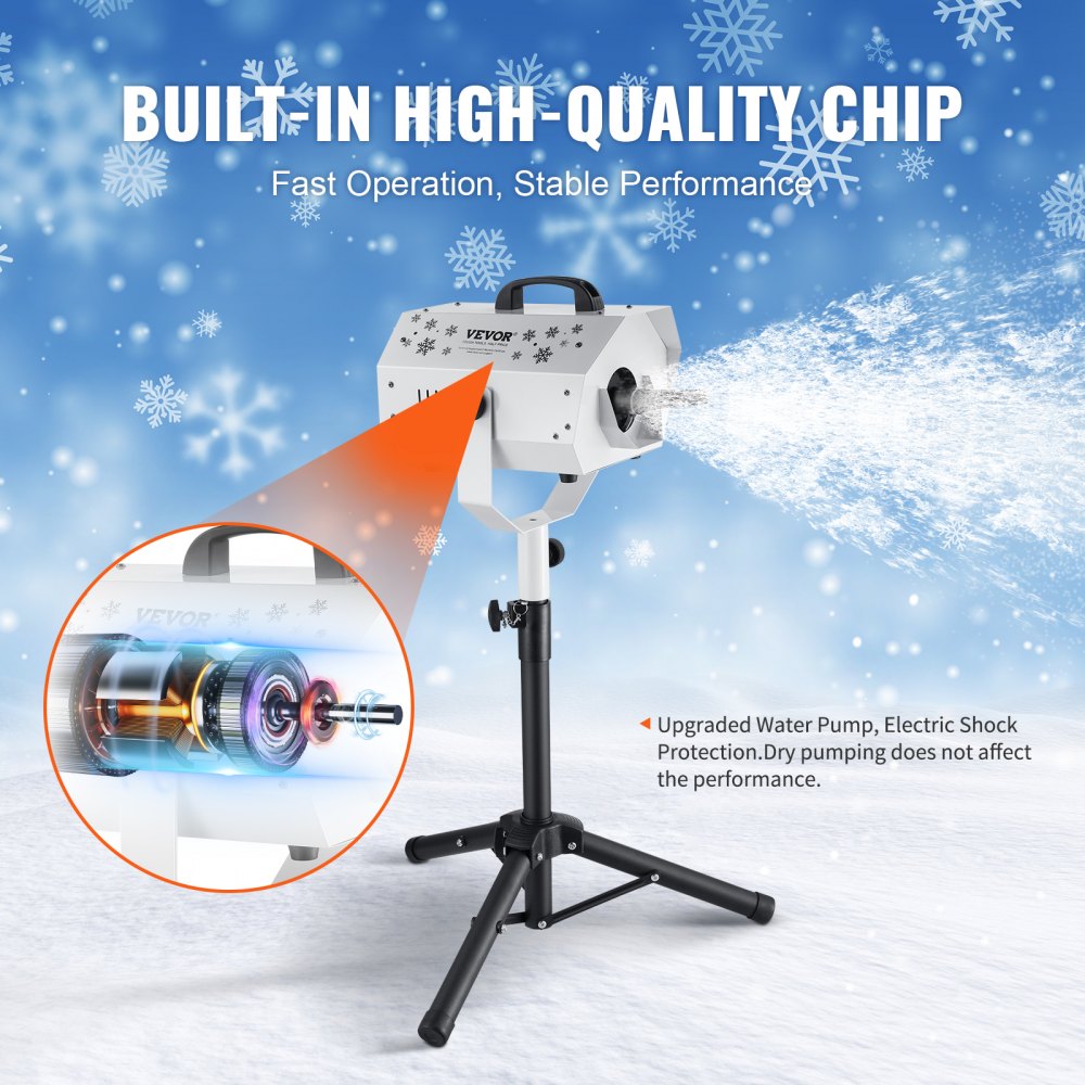 VEVOR Snow Machine, 1200W, Snow Making Machine with Height Adjustable Stand, Indoor Wireless Remote Control Snowflake Maker, High Output Fake Snow Maker for Christmas Parties Wedding Stage Effect