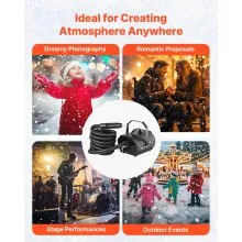 VEVOR Snow Machine, 1300W Super Silent Snow Maker, Portable Wireless Remote Control Snowmaking Machine, Outdoor & Indoor Snowflake Maker for Xmas Party Wedding Stages Mall Snowflake Effects Decor