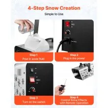 VEVOR Handheld Hanging Snow Machine 1500W Remote Control Snow Maker Wireless