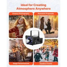 VEVOR 1500W Snow Machine with RGB DMX512 Signal Control, 9 LED Lights, Wireless Remote, High Output Snowflake Machine with 5L Tank, Portable DJ Stage Snow Maker for Christmas Parties Stage Effects
