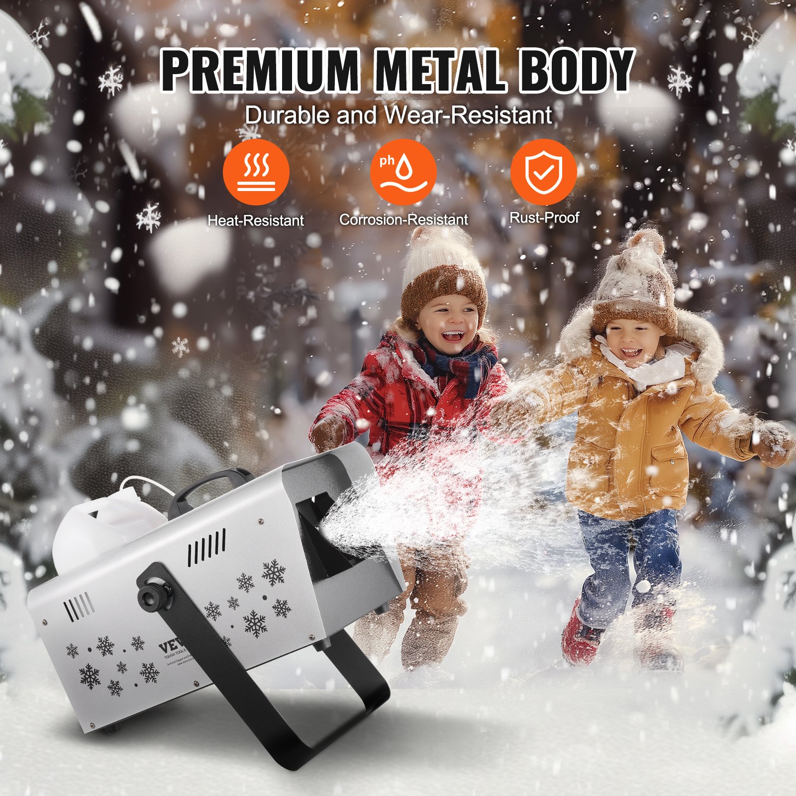 VEVOR Snow Machine, 1500W Snow Maker Machine with 2 Remotes Control and 5L Large Capacity Water Tank, High Output Snowflake Maker Stage Snow Effect for Christmas, Halloween, Wedding, DJ Parties
