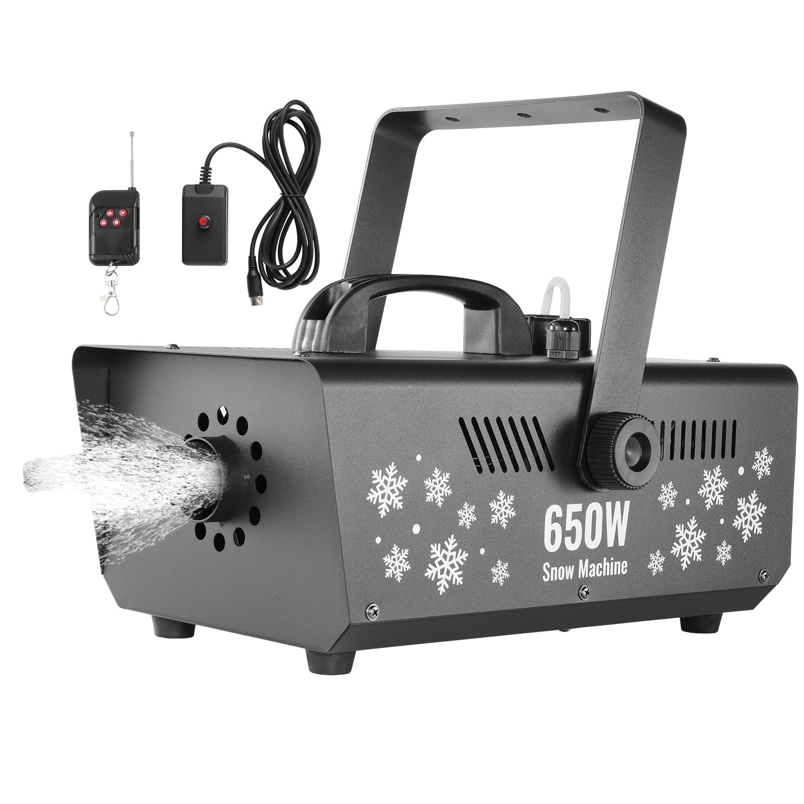 VEVOR Snow Machine, 650W, Handheld/Hanging Snow Making Machine, Remote Control Indoor Snowflake Maker with 1L Tank, High Output Fake Snow Maker for Christmas Holidays Parties Wedding Stage Effect