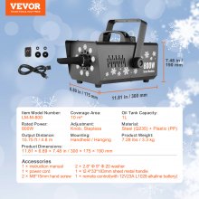 VEVOR Snow Machine 800W Handheld Hanging Snow Maker with LED Light for Holidays