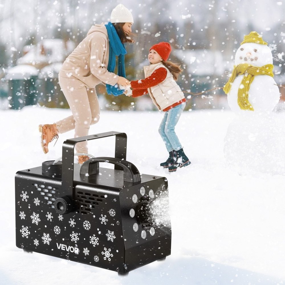 VEVOR 900W Snow Machine with 9 LED RGB Lights, 12 LED Lighting Colors, and Wireless Remote, Handheld/Hanging Outdoor Snowflake Machine Fake Snow Machines with 1L Tank for Christmas Party