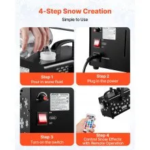 VEVOR 900W Snow Machine with 9 LED RGB Lights, 12 LED Lighting Colors, and Wireless Remote, Handheld/Hanging Outdoor Snowflake Machine Fake Snow Machines with 1L Tank for Christmas Party