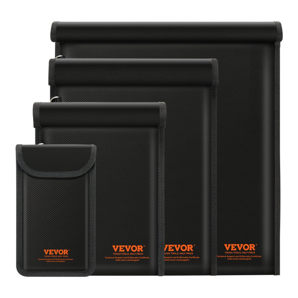 VEVOR Faraday Bag, 4 Pack Faraday Pouch Set for Laptop(16.9x15), Tablet(13x10.2), Phone(7.9x4.7) & Radio(10.6x7.9), Fireproof Signal Blocking Holder Faraday Pouch for Anti-Theft & Anti-Hacking