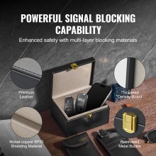 VEVOR Faraday Box Signal Blocking Holder for 5~8 Car Keys with 2 Key Bags Black，Car Key Signal Blocking Box Box for Car Security