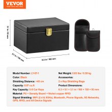 VEVOR Faraday Box Signal Blocking Holder for 5~8 Car Keys with 2 Key Bags Black，Car Key Signal Blocking Box Box for Car Security