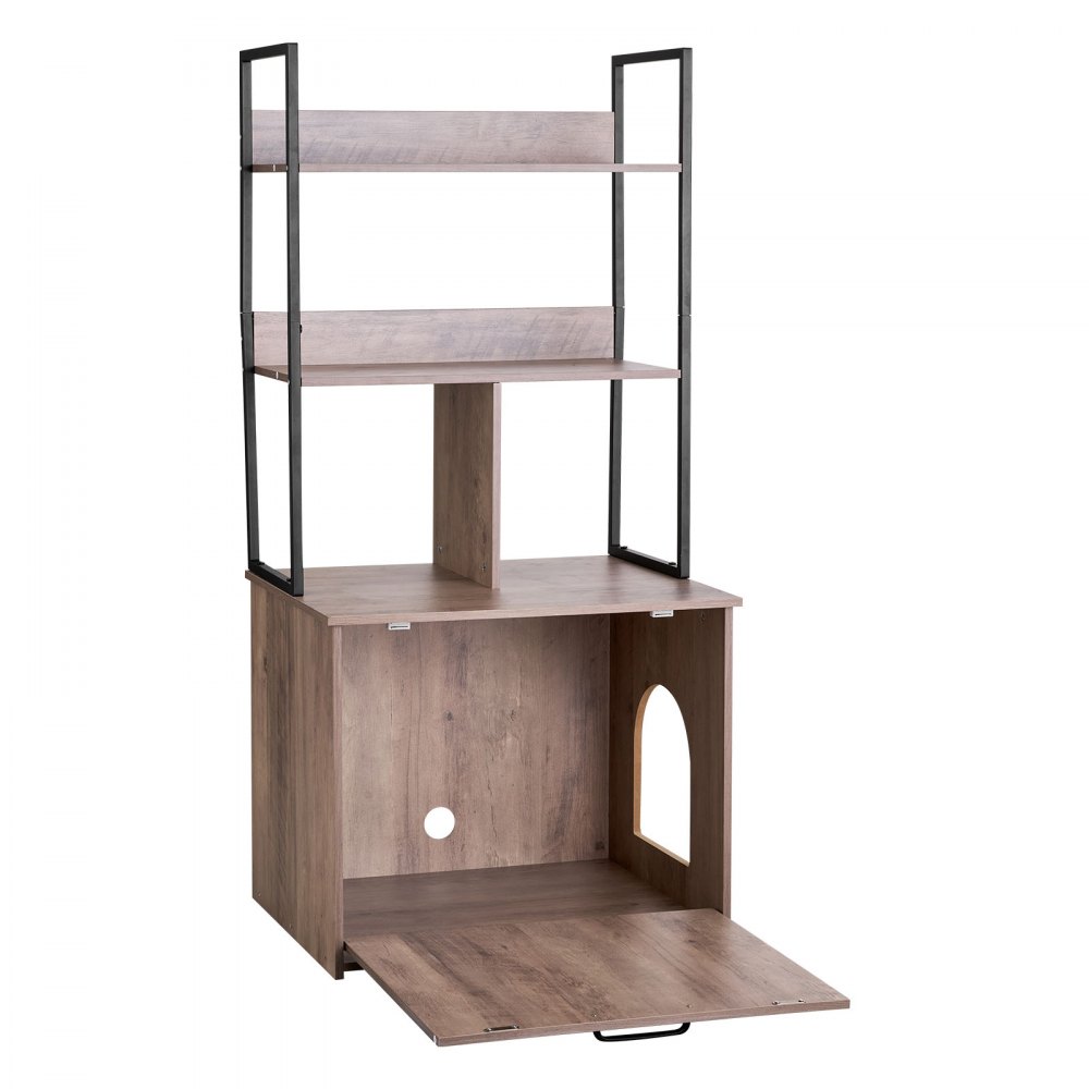 VEVOR Cat Litter Box Enclosure Furniture, 60 cm Hidden Litter Box Cabinet with Storage Shelves, Modern Style, Waterproof Cat Washroom Side Table Cat House, Fit Most of Litterbox, for Living Room