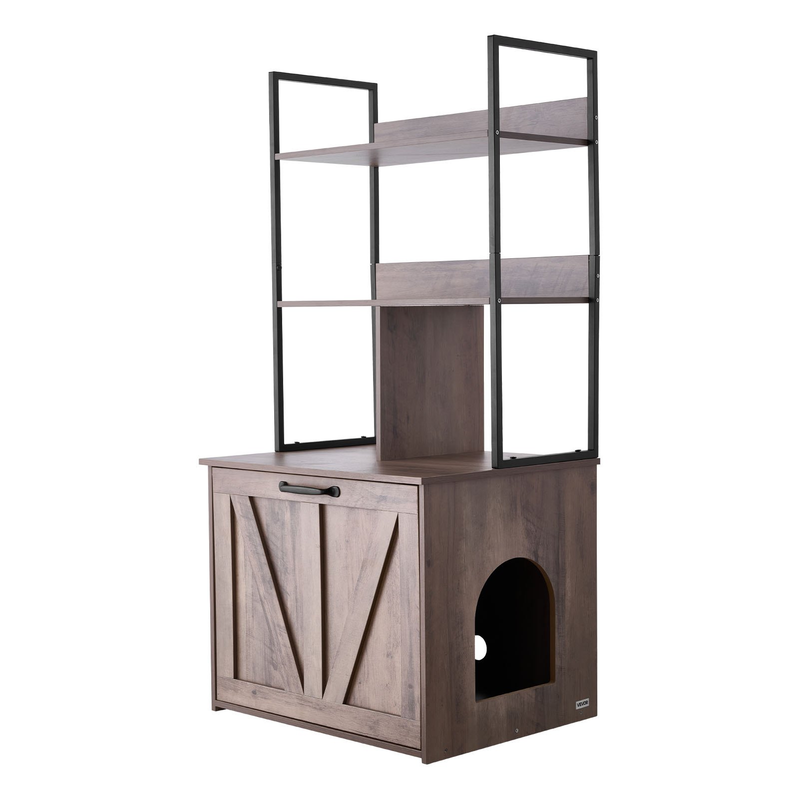 VEVOR Cat Litter Box Enclosure Furniture, 60 cm Hidden Litter Box Cabinet with Storage Shelves, Modern Style, Waterproof Cat Washroom Side Table Cat House, Fit Most of Litterbox, for Living Room