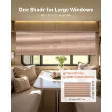 VEVOR RV Blinds, 62 in x 32 in, RV Pleated Shades, Polyester Fabric, Easy to Clean and Install, Privacy Protection and Sunlight Blocking, for Camper, Travel Trailer, Motorhome Window, Cappuccino