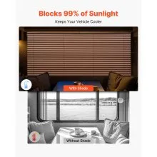 VEVOR RV Blinds, 62 in x 32 in, RV Pleated Shades, Polyester Fabric, Easy to Clean and Install, Privacy Protection and Sunlight Blocking, for Camper, Travel Trailer, Motorhome Window, Cappuccino