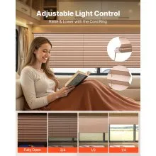 VEVOR RV Blinds, 62 in x 32 in, RV Pleated Shades, Polyester Fabric, Easy to Clean and Install, Privacy Protection and Sunlight Blocking, for Camper, Travel Trailer, Motorhome Window, Cappuccino