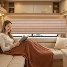 VEVOR RV Blinds, 62 in x 32 in, RV Pleated Shades, Polyester Fabric, Easy to Clean and Install, Privacy Protection and Sunlight Blocking, for Camper, Travel Trailer, Motorhome Window, Cappuccino