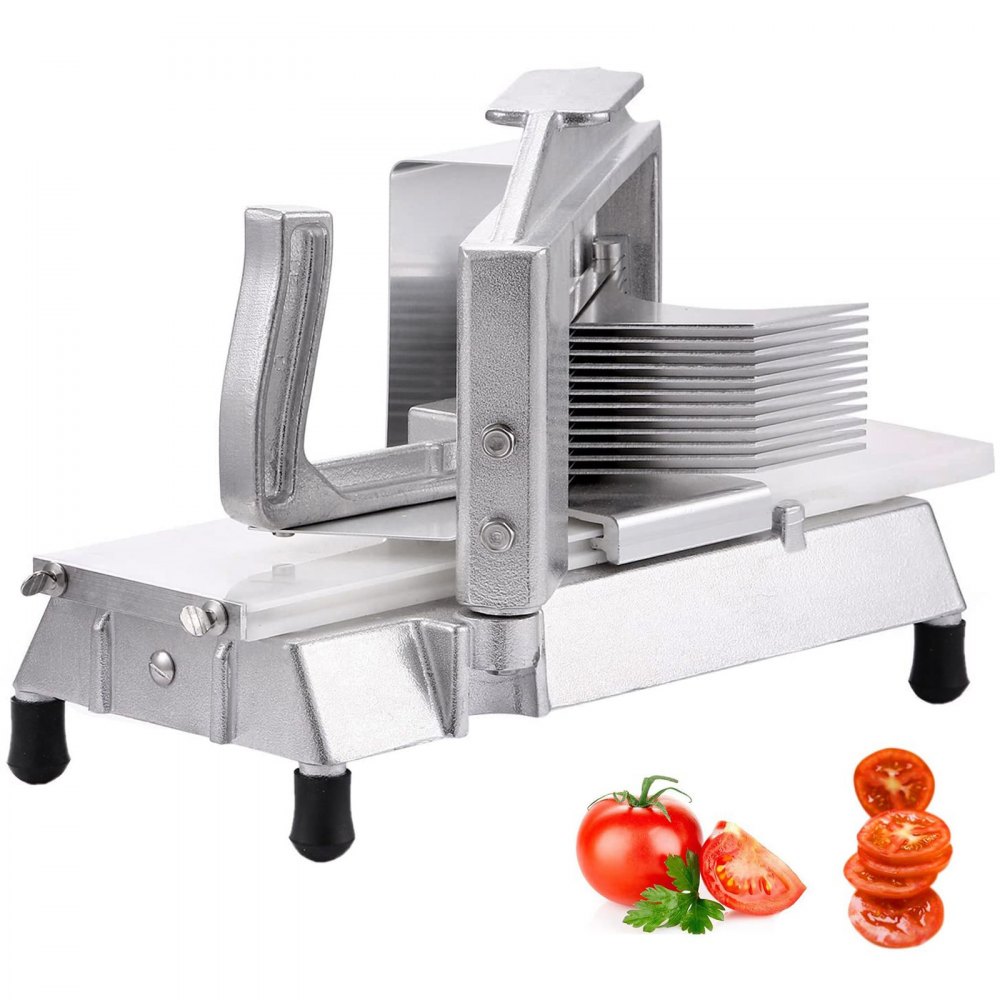VEVOR 3/16-tommer kommerciel tomatskæremaskine Heavy Duty tomatskæremaskine Manuel tomatskærer med indbygget skærebræt til restaurant eller hjemmebrug