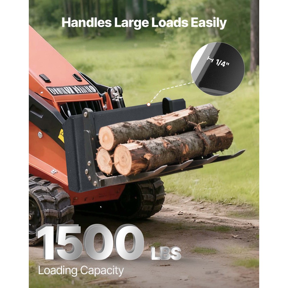VEVOR 1/4 in Skid Steer Mount Plate, Universal Quick Attach Mount Plate, Easy to Bolt, 1500lbs Load Capacity, Heavy Duty Steel Loader Plates Compatible with Toro Dingo Skid Steers & Tractors