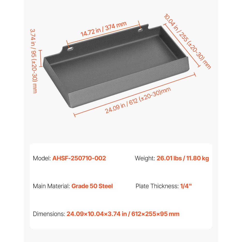 VEVOR 1/4 in Skid Steer Mount Plate, Universal Quick Attach Mount Plate, Easy to Bolt, 1500lbs Load Capacity, Heavy Duty Steel Loader Plates Compatible with Toro Dingo Skid Steers & Tractors