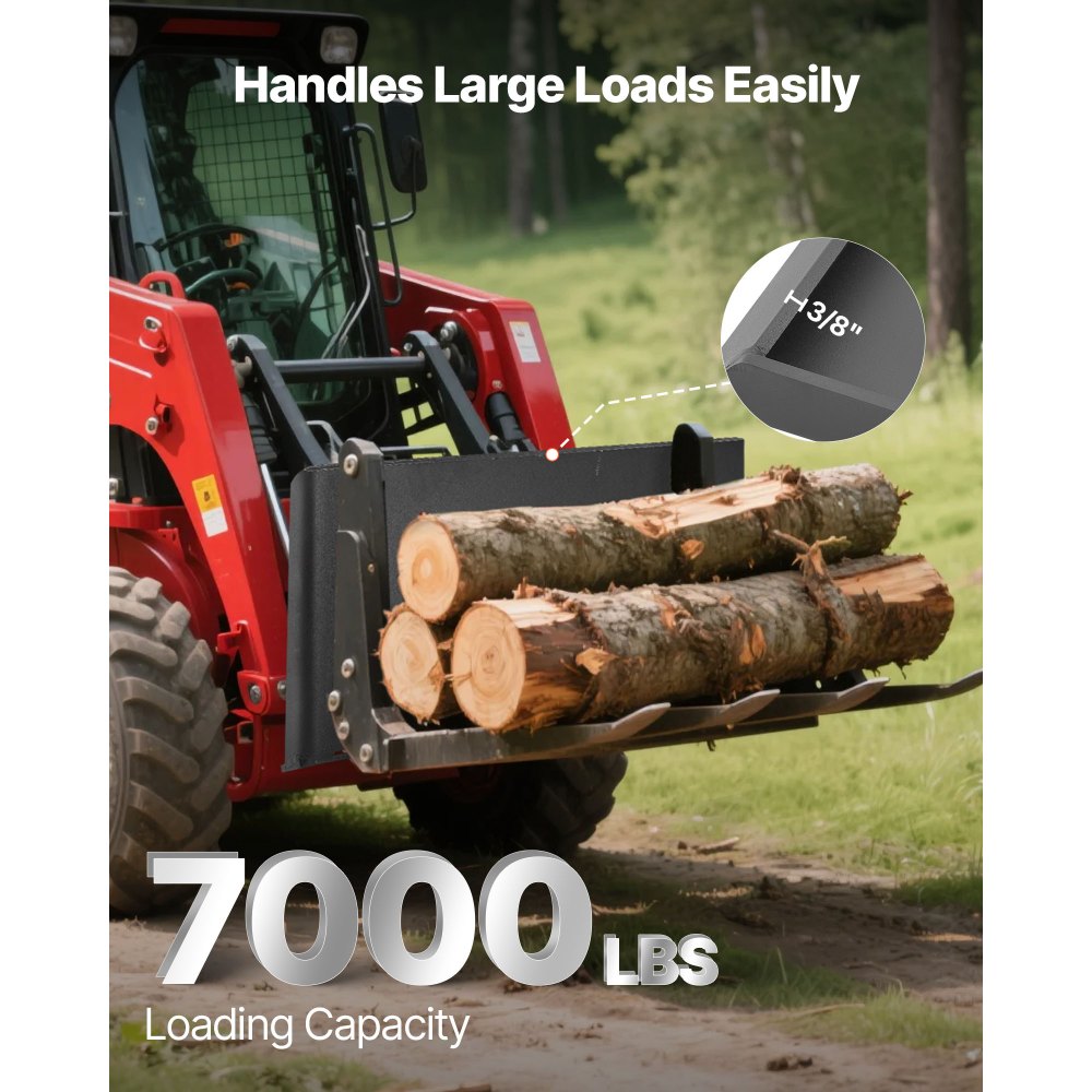 VEVOR 3/8 in Skid Steer Mount Plate, Universal Quick Attach Mount Plate, Easy to Bolt, 7000lbs Load Capacity, Heavy Duty Steel Loader Plates Compatible with Kubota Bobcat Skid Steers & Tractors