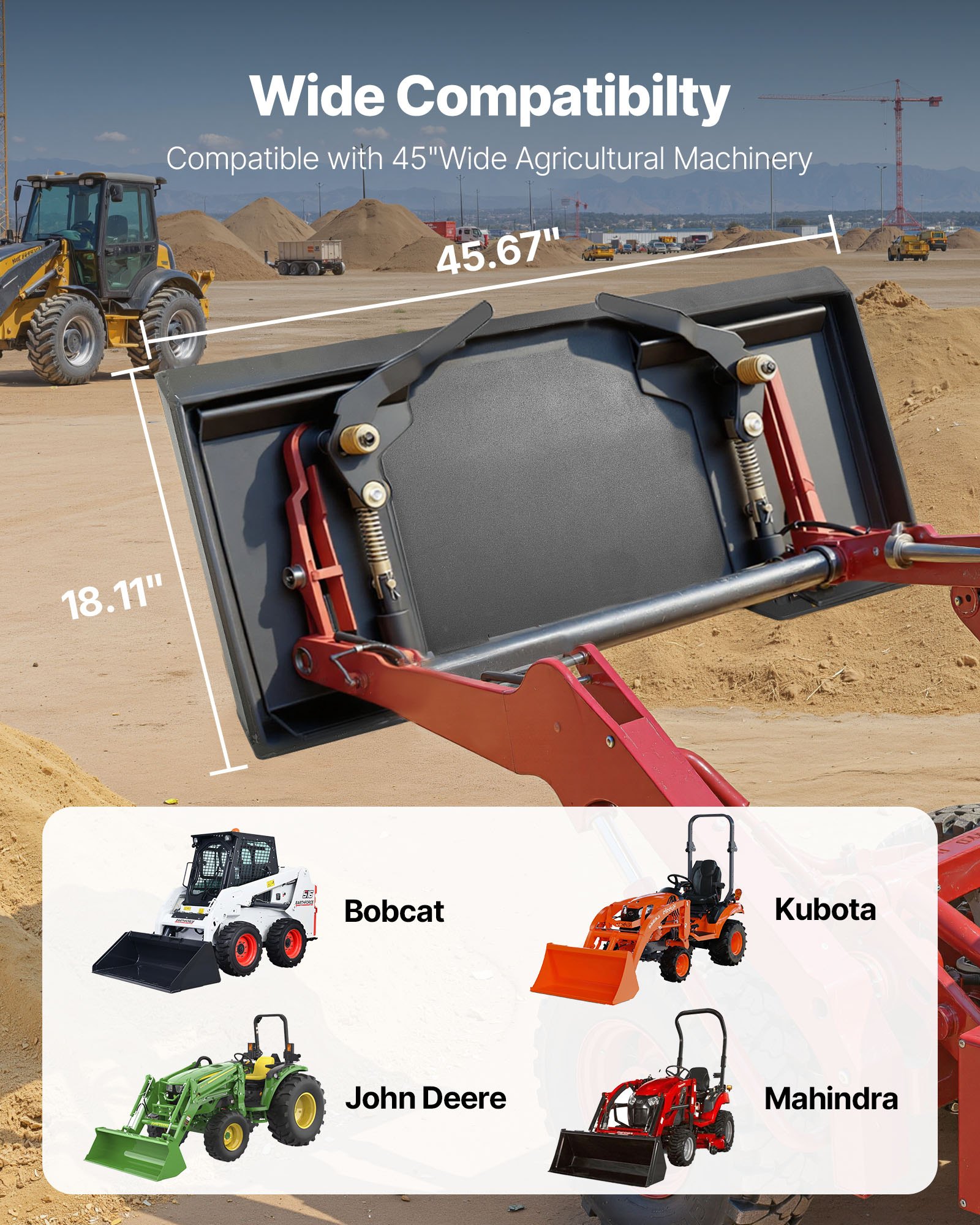 VEVOR 3/8 in Skid Steer Mount Plate, Universal Quick Attach Mount Plate, Easy to Bolt, 7000lbs Load Capacity, Heavy Duty Steel Loader Plates Compatible with Kubota Bobcat Skid Steers & Tractors