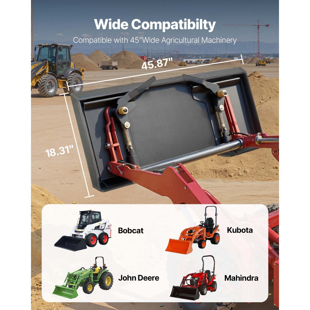 VEVOR 12 mm Skid Steer Mount Plate Universal Quick Attach Mount Plate, Easy to Bolt, 4082 kg Max Load Capacity, Heavy Duty Steel Loader Plates Compatible with Kubota Bobcat Skid Steers and Tractors