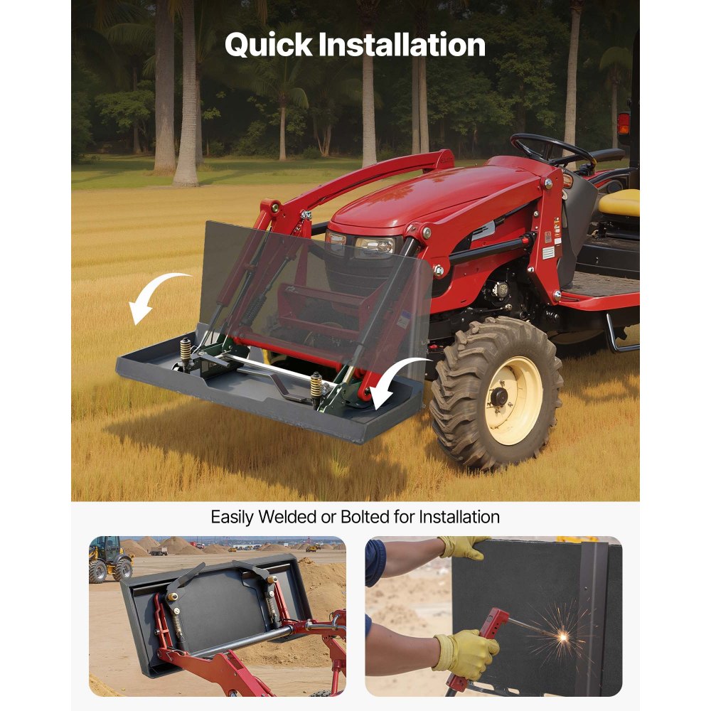 VEVOR 12 mm Skid Steer Mount Plate Universal Quick Attach Mount Plate, Easy to Bolt, 4082 kg Max Load Capacity, Heavy Duty Steel Loader Plates Compatible with Kubota Bobcat Skid Steers and Tractors