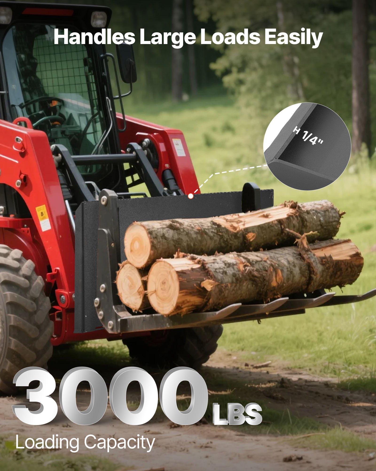 VEVOR 1/4 in Skid Steer Mount Plate, Universal Quick Attach Mount Plate, Easy to Bolt, 3000lbs Load Capacity, Heavy Duty Steel Loader Plates Compatible with Kubota Bobcat Skid Steers & Tractors