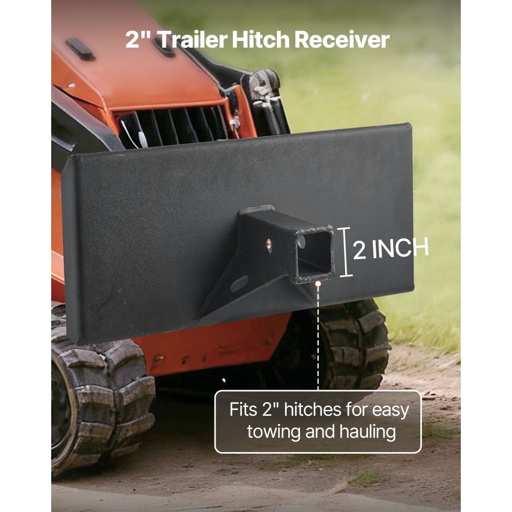 VEVOR 1/4 in Skid Steer Mount Plate with 2" Receiver Hitch, Universal Quick Attach Mount Plate, 1500lbs Capacity, Heavy Duty Steel Loader Plates Compatible with Toro Dingo Skid Steers & Tractors