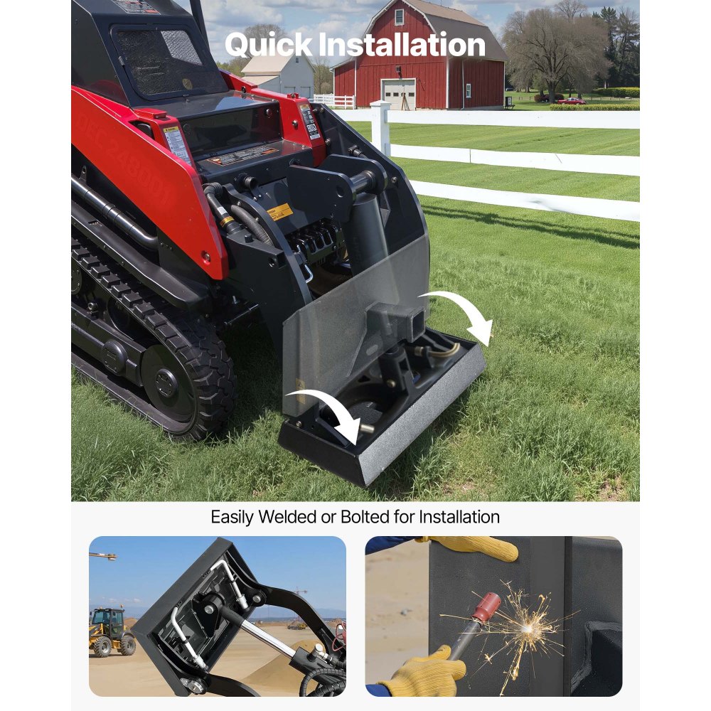 VEVOR 1/4 in Skid Steer Mount Plate with 2" Receiver Hitch, Universal Quick Attach Mount Plate, 1500lbs Capacity, Heavy Duty Steel Loader Plates Compatible with Toro Dingo Skid Steers & Tractors