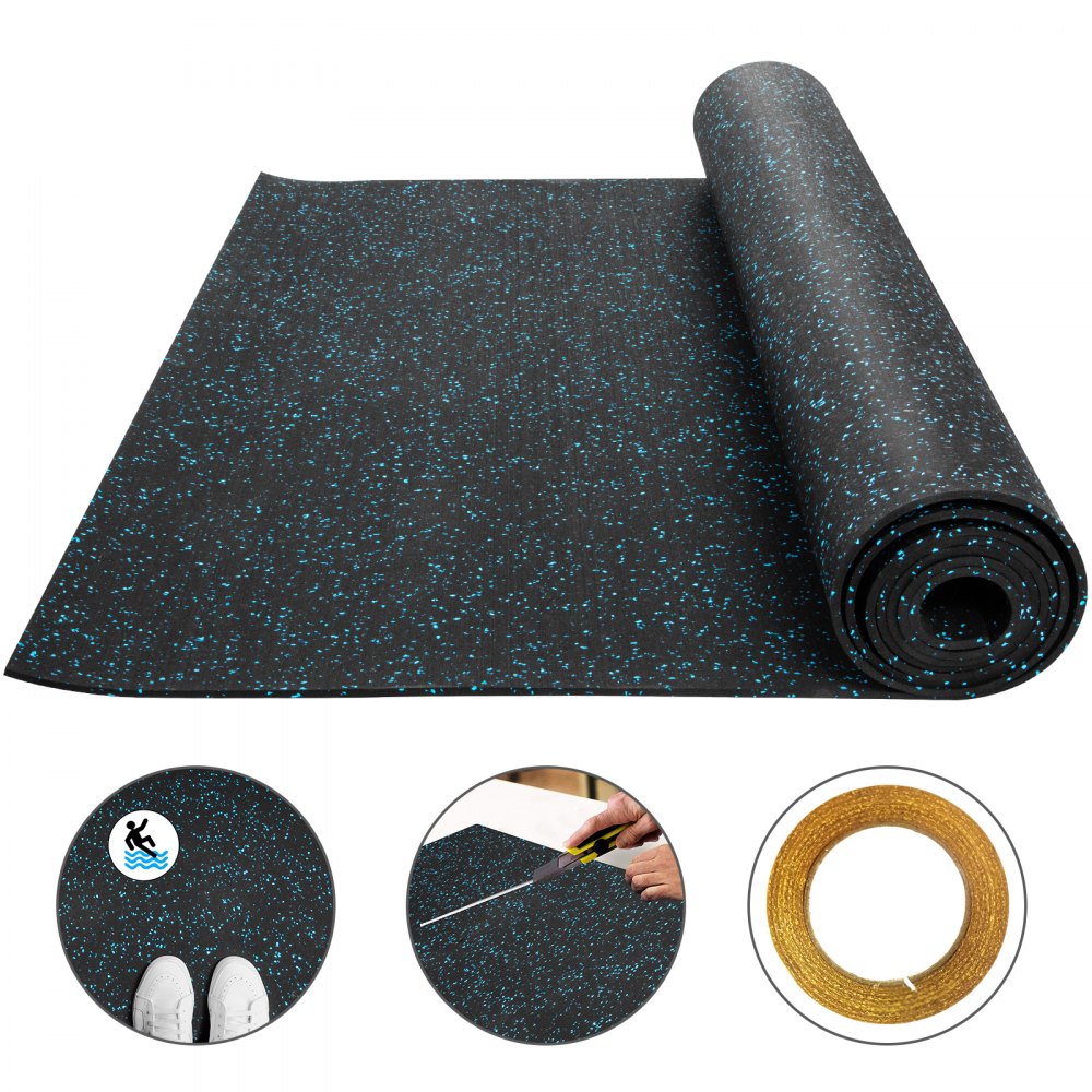 VEVOR Rolled Rubber Gym Basement Fitness Flooring 3.6'x10.2' Roll