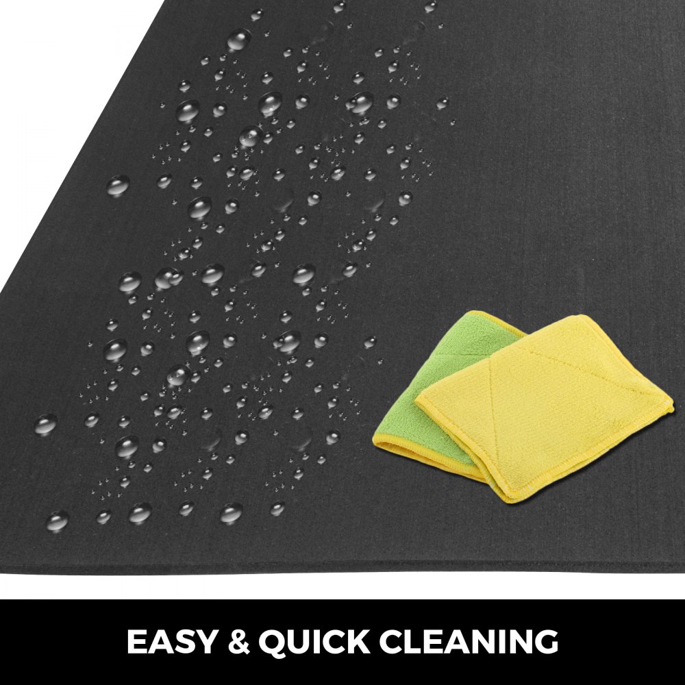 Premium Rubber Flooring Mats 3.6'x10.2' 9.5mm Exercise & Gym High Density Black