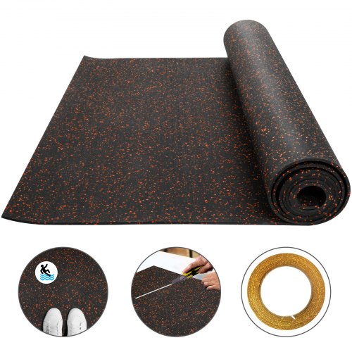Rubber Flooring Rolls 3.6'x10.2' 9.5mm High Density Durable Rolls