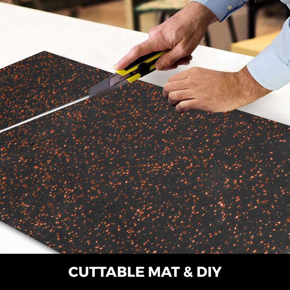 Premium Rubber Flooring Mats 8mm 3/8" 4'x15' Non-Slip Home Gym Basement Tough