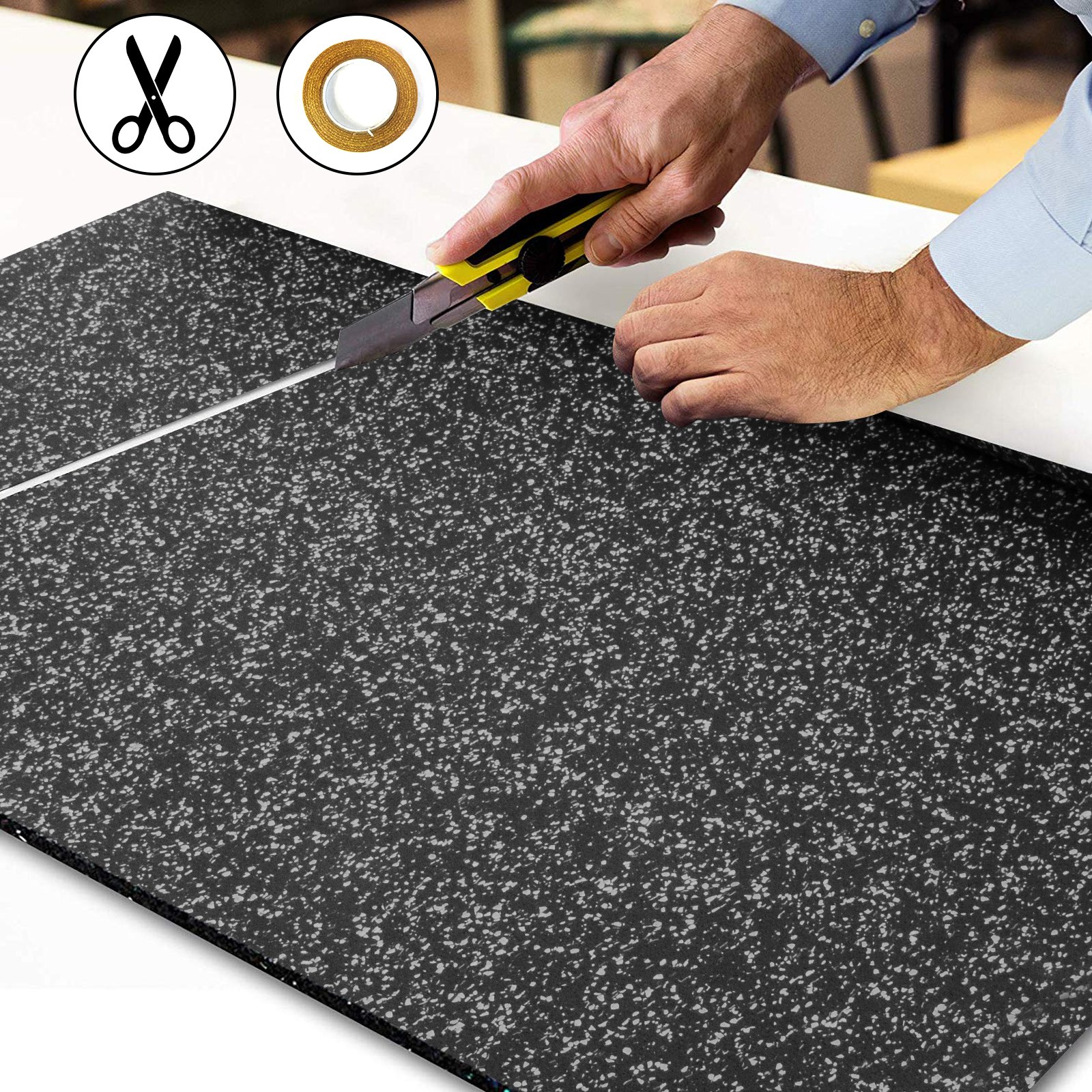 Premium Rubber Gym Flooring Mats 3.6'x6.2' Floor Equipment Mat Exercise Durable