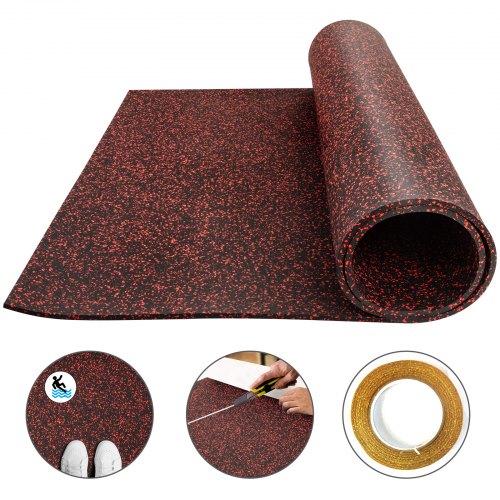 VEVOR Red 3.6 x 6.2 Ft Dot 9.5mm Heavy Duty Rolls 20% EPDM Vulcanized Rubber Flooring Equipment Mats for Gym or Home